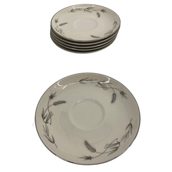 Set 6- 1950s Vintage Saucers “Silver Wheat” 6” Taylor Smith Taylor Taylorton - Picture 1 of 5